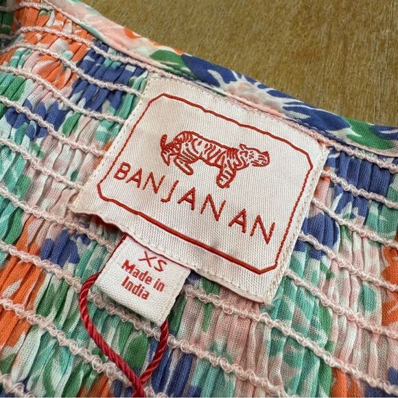 Banjanan Ira Maxi‎ Dress XS Lightweight Cotton Flutter Sleeve Pockets Floral - Picture 5 of 11